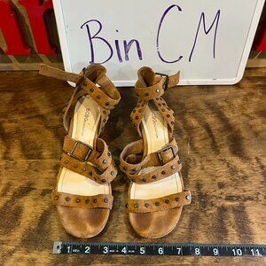 BCBG Gladiator Stud Suede Chunky Heel Sandal 6.5